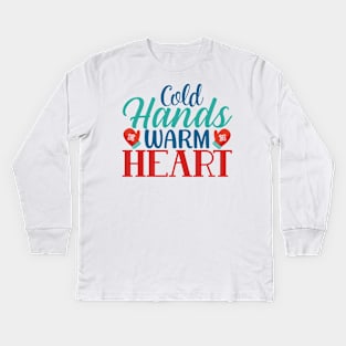 Cold Hands, Warm Heart: Embracing Winter's Endearing Contrast Kids Long Sleeve T-Shirt